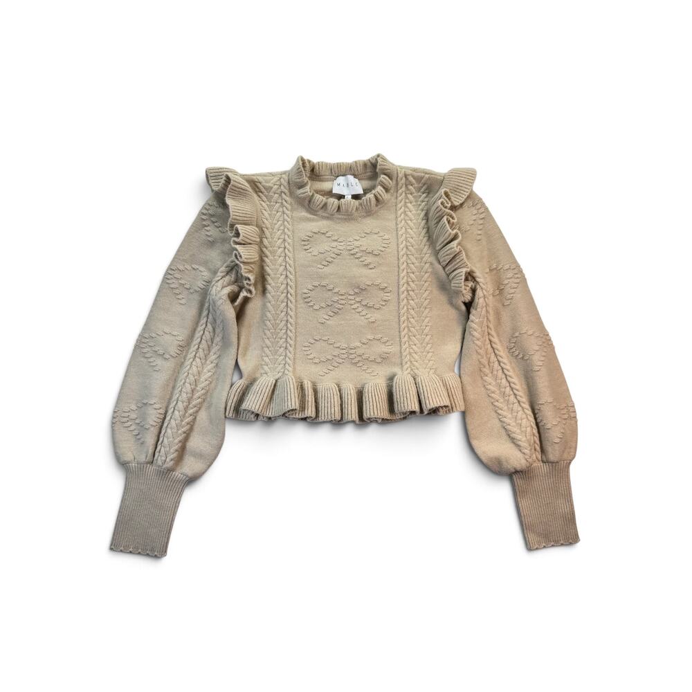 MABLE Autumn Bow Cable Knit Ruffle Matching Set - Picture 3 of 12